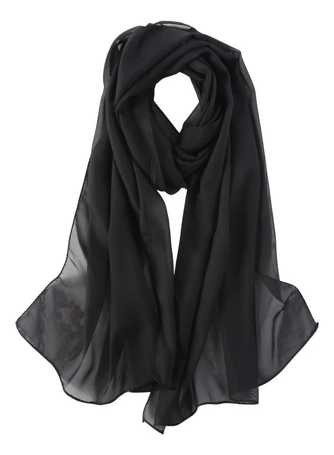 OVOY Sheer-Silk-Scarf for Women Black Long Scarf Chiffon Shawl Wrap for Evening Dresses Wedding Party Dress Accessory - Image 2